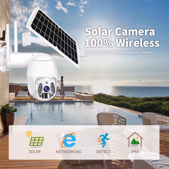 Tuya WiFi 4G Batería solar inalámbrica para exteriores PTZ Cámara CCTV IP de seguridad giratoria hacia arriba y hacia abajo con detección humana Audio Tarjeta SD Almacenamiento en la nube