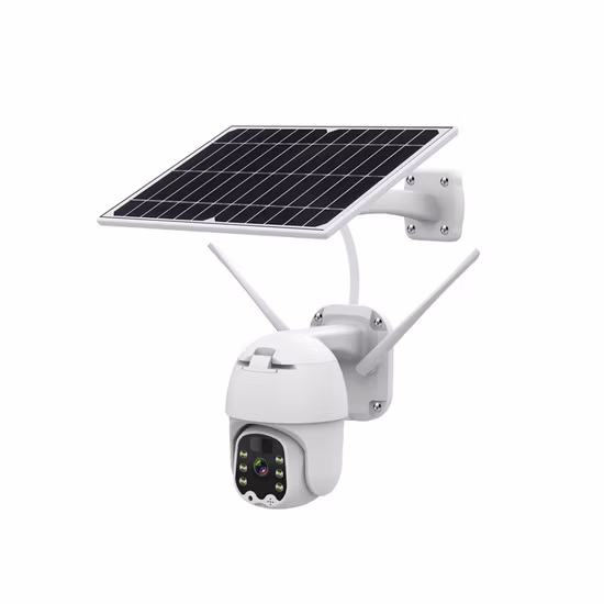 Cámara solar 4G PTZ a todo color con luz doble LED cálida/IR de 2,8 mm de visión amplia y 2,0 MP