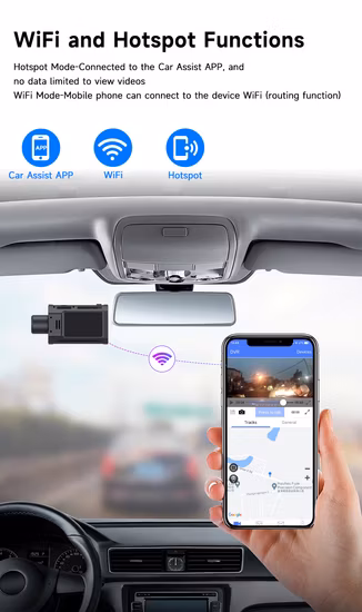 Conexión WiFi Grabadora de vídeo del disco duro del coche HD 1080P Grabación Grabadora de conducción Dashcam