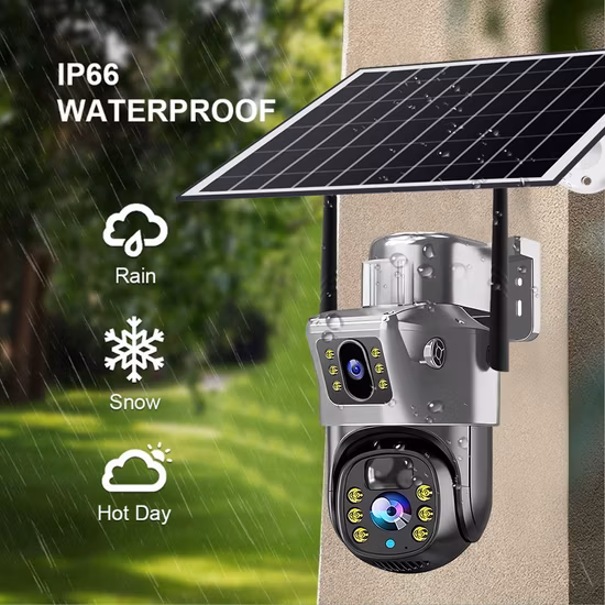 cámara inalámbrica PTZ de la seguridad de la cámara IP elegante solar de la cámara IP de 4G WiFi construida